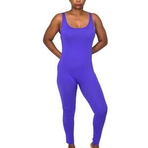 Nylon Unitard Purple Catsuit Spandex Shiny Retro Tank Full Length USA Size Large